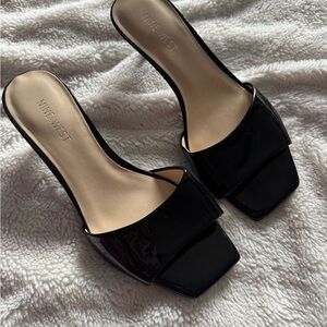 Nine West Black Patent Slide Heels